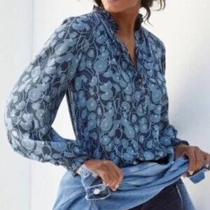 MAEVE by Anthropologie blue floral blouse size L
